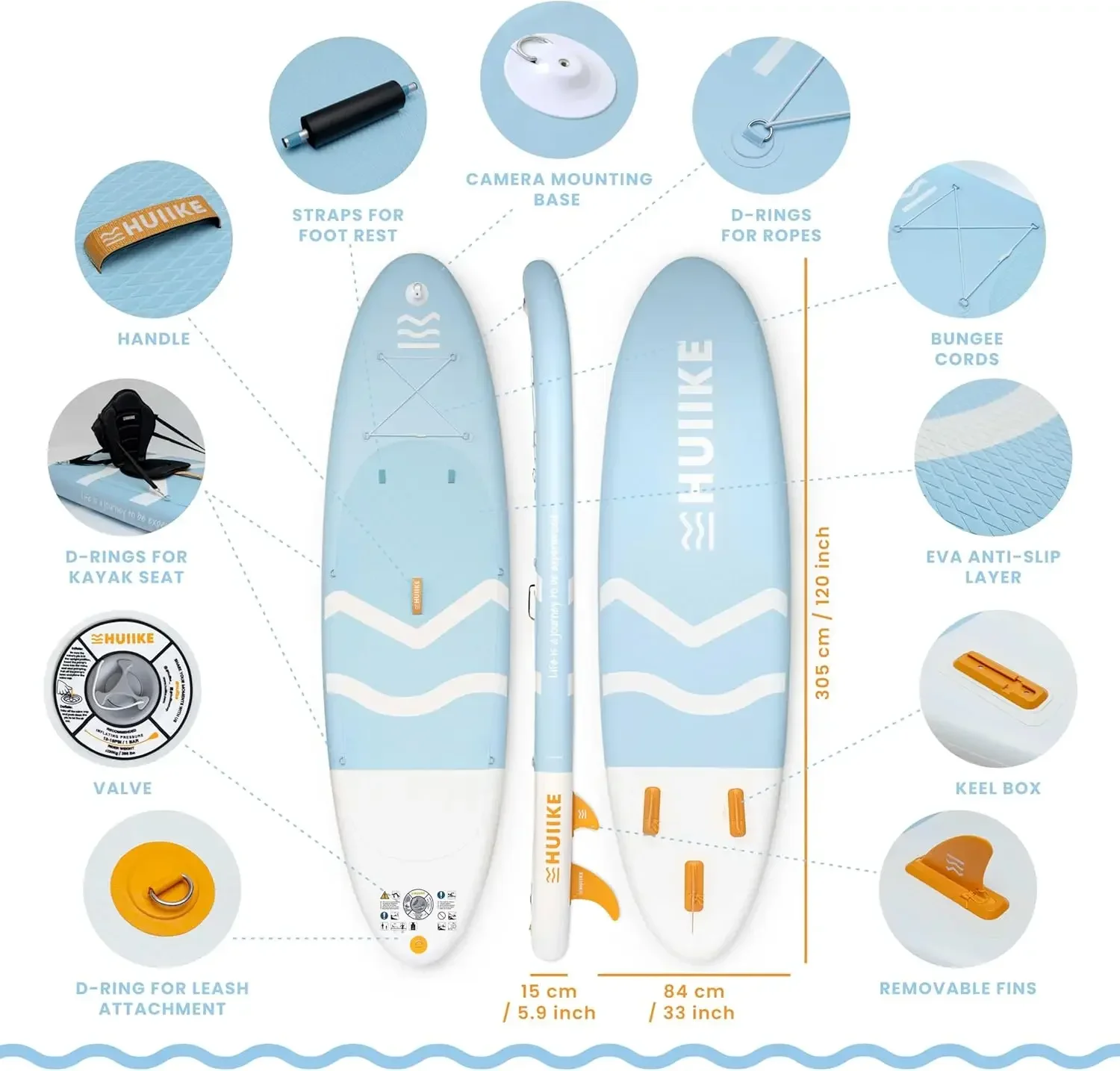 Inflatable Paddle Board for Adults with Accessories Included, Oar, Fins, Pump. Stand Up Paddleboard Great Stability and Resistan