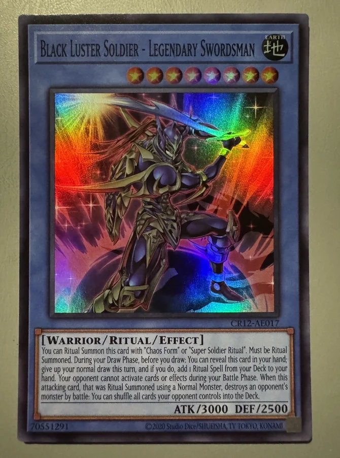 Yugioh KONAMI Duel Monsters CR12-AE017 Black Luster Soldier Legendary Swordsman Super Asian English Collection Mint Card