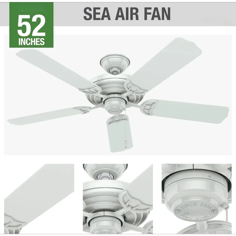 Indoor / Outdoor Ceiling Fan with Pull Chain Control, 52