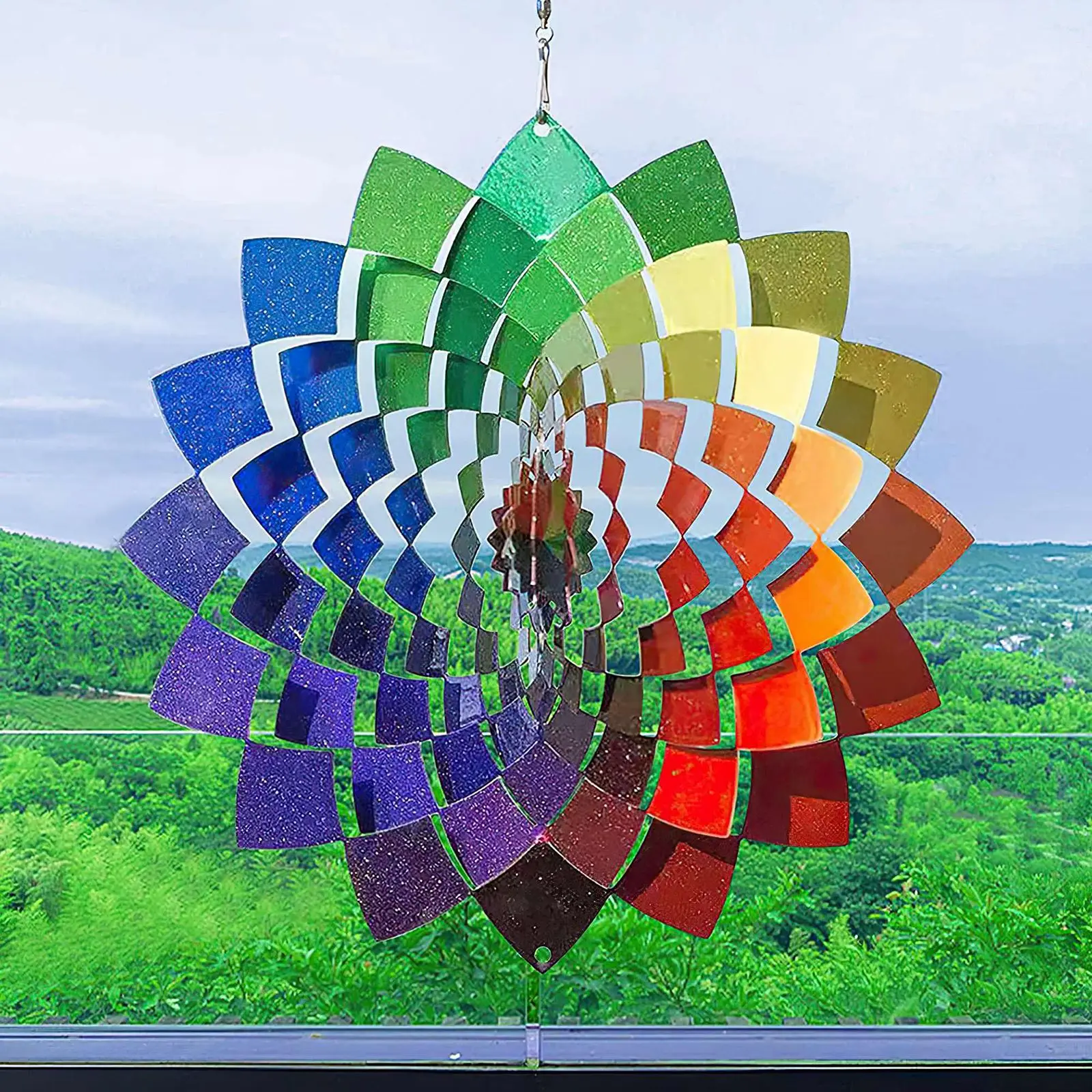 

3D Hanging Wind Chimes Spinner Home Decor Stainless Steel Balcony Garden Decoration Outdoor Pendant Wind Spinner Sublimation Set