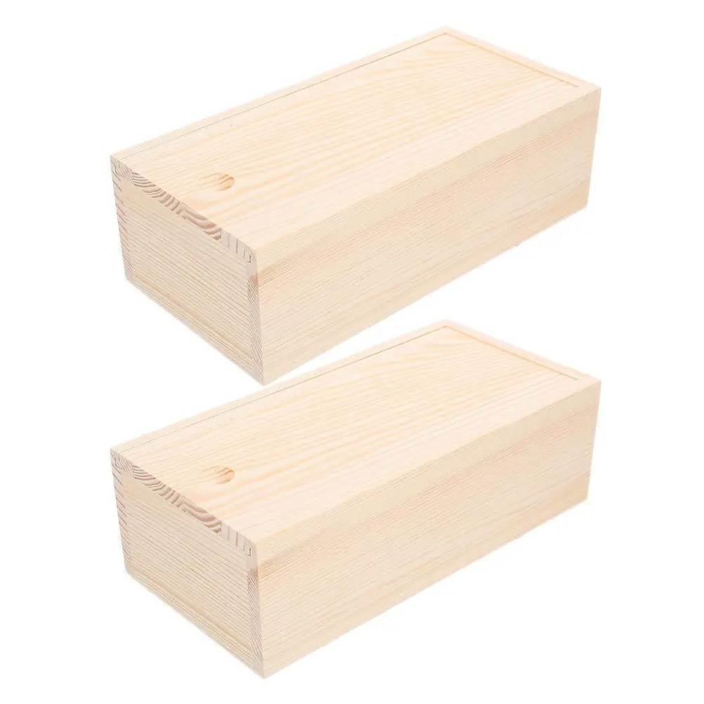 

2Pcs Pine Pull out Boxes Unfinished Wooden Crates for Crafts Storage Bins Lids Small Pine Wood Jewelry Craft Keepsake Boxes
