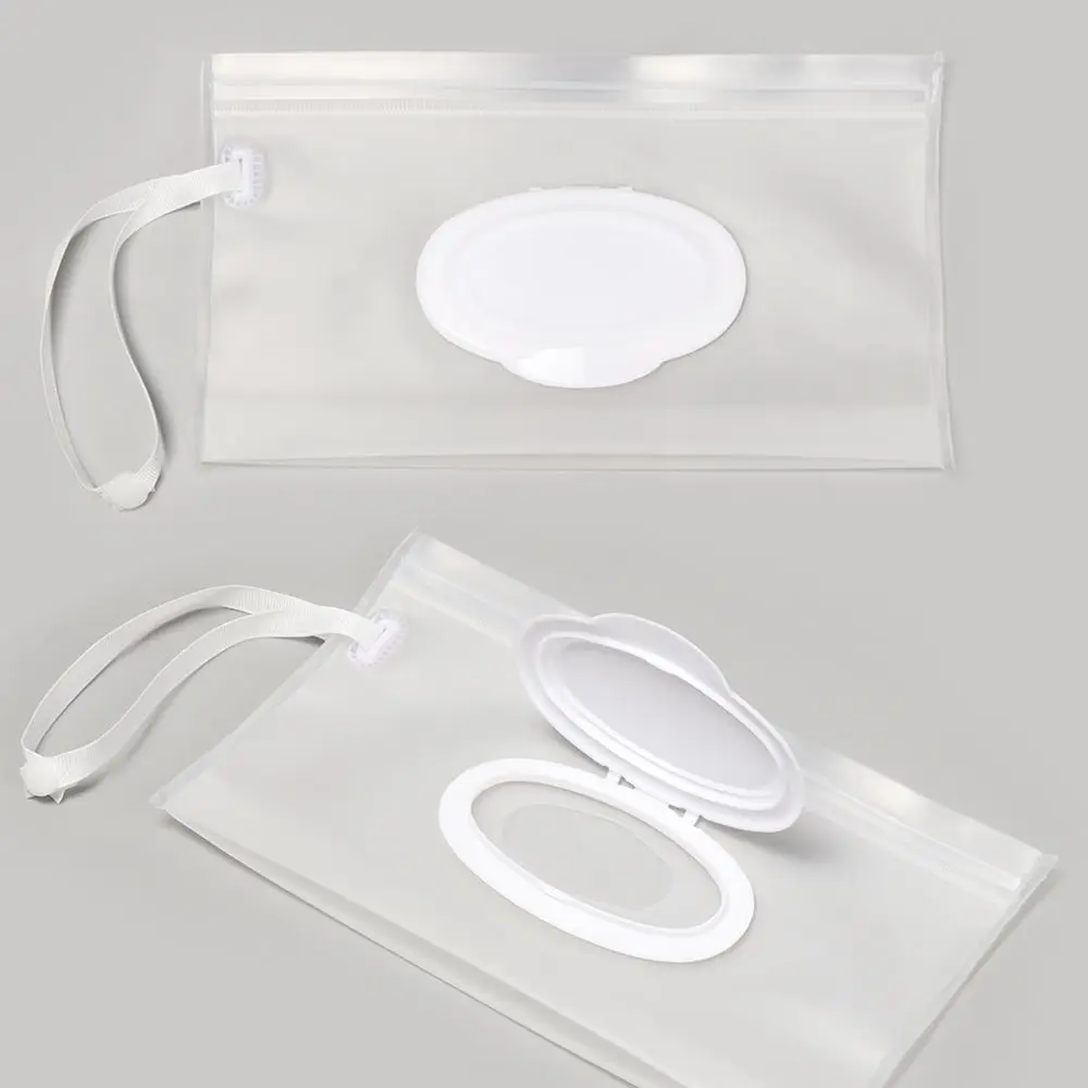 Easy-carry Snap Strap Cleaning Napkin Storage Pouch Wet Wipes Bag Mask Case Cosmetic Container