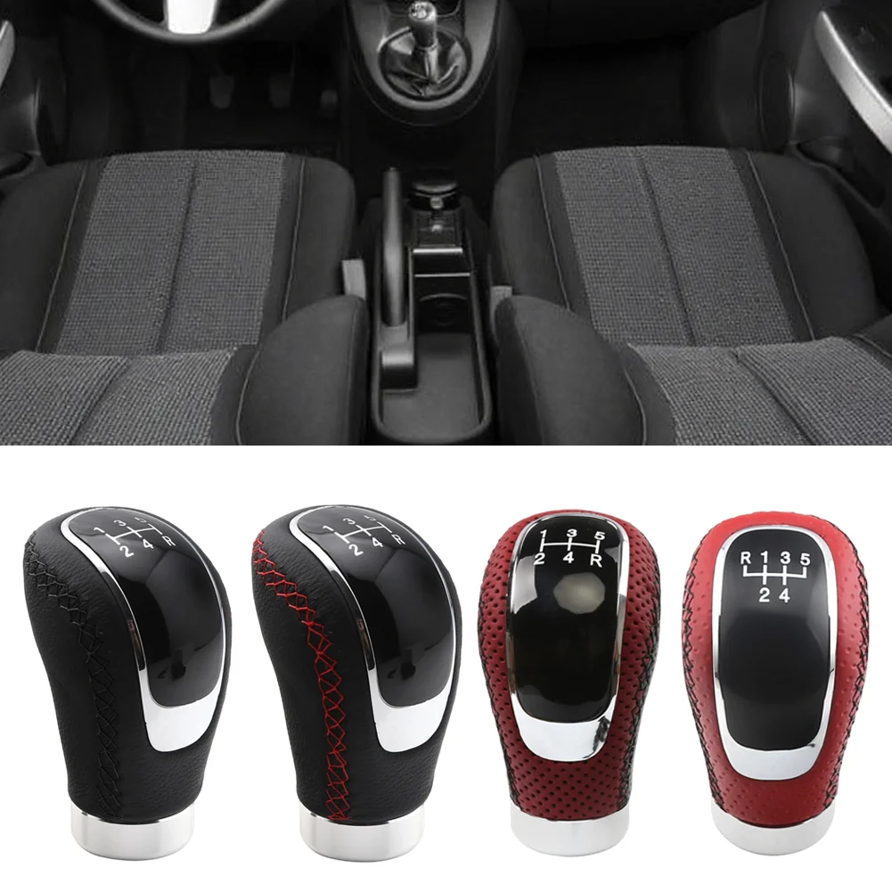 

Gear Shift Knob For All Manual Car Modles For 5-speed Gear Shift Lever Aluminum Alloy Leather Black Interior Accessories