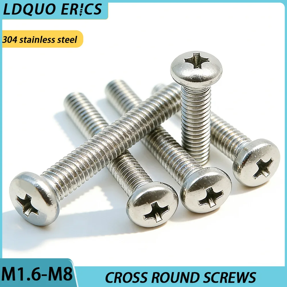 10-100pcsM1.6M1.7M2M2.5M3M3.5M4M5M6M8 304 Stainless Steel Cross Recessed Pan Head Screw Electronics for Furniture Phillips Screw