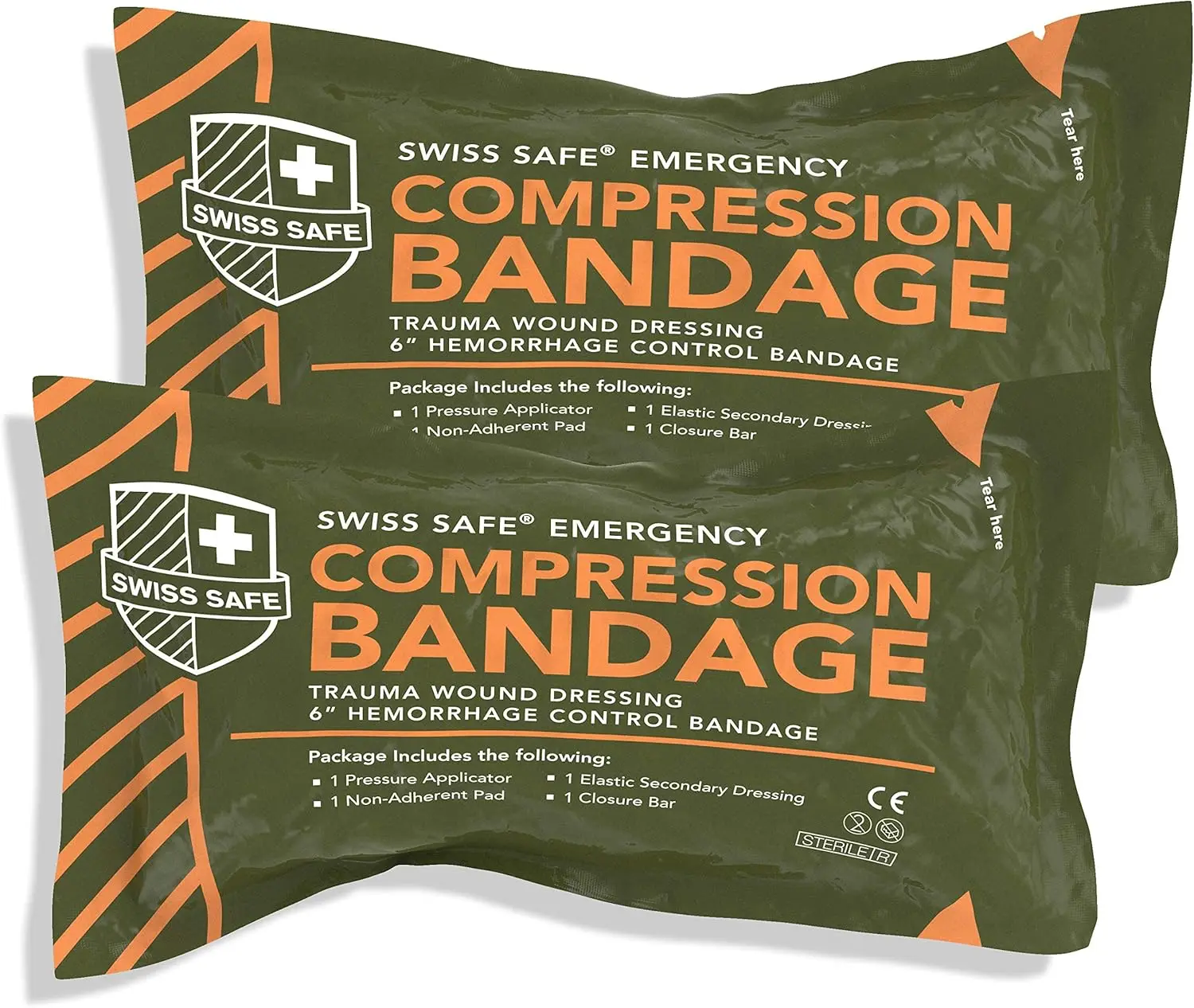 

6 Inch Israeli Bandage Trauma Kit - Sterile Elastic Compression - Emergency Military IFAK, 2-Pack