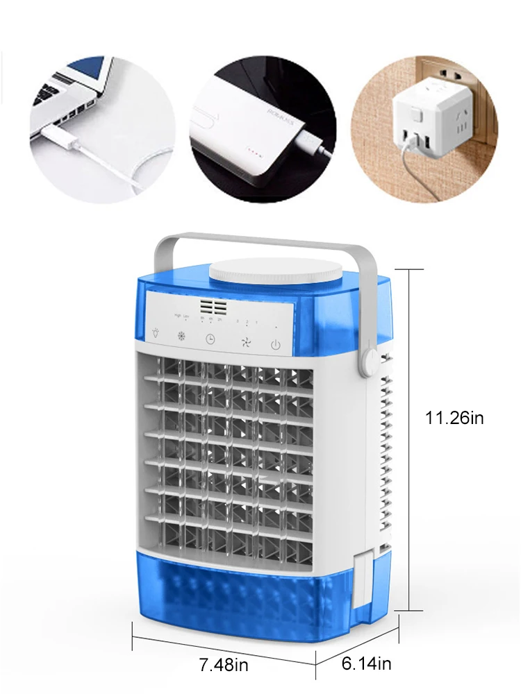 4 IN 1 Mini Air Conditioner Air Cooler Fan Portable Water Cooling Fan Mobile Air Conditioning Fan Air Humidifie For Room Office