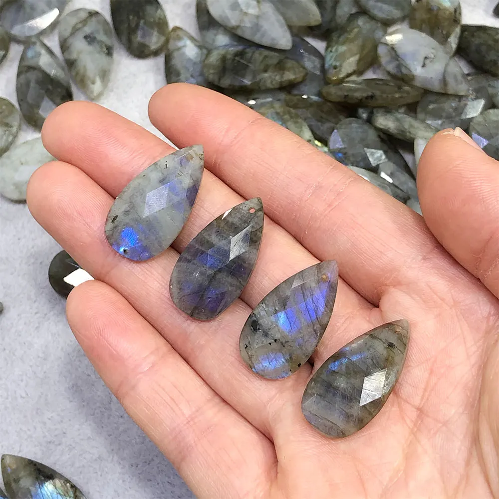 

Natural Labradorite Teardrop Carvings Crystal Grey Moonstone Water Drop Healing Jewelry DIY for Pendant Gemstone Crystals Stones