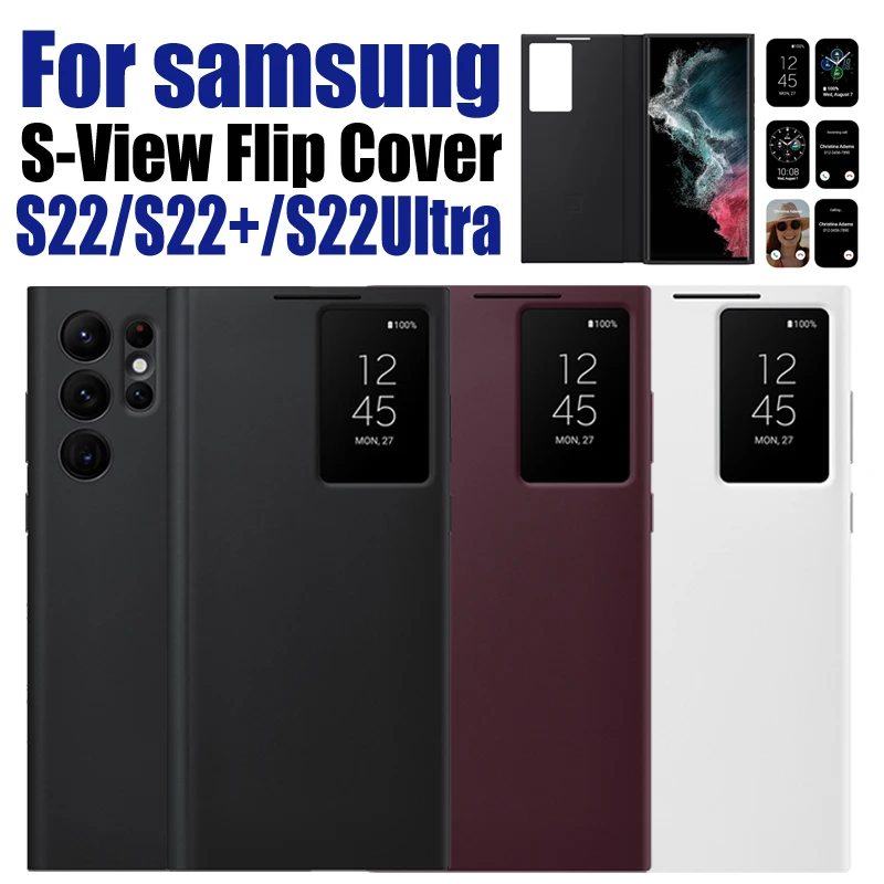 for Samsung S22 S-View flip phone case Galaxy S22 Plus and S22 Ultra LED smartphone cases, EF-ZS908