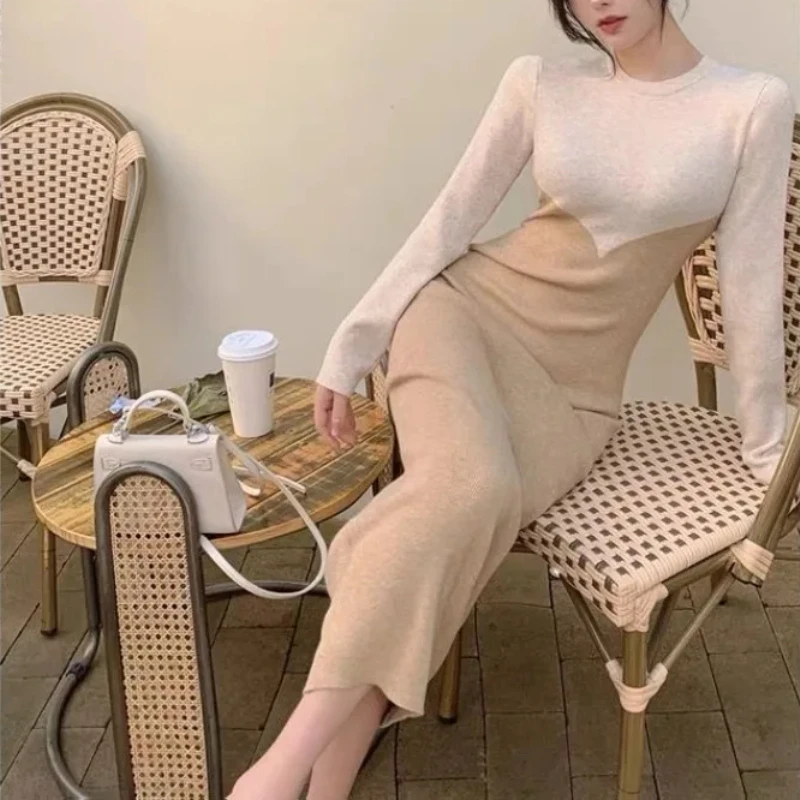 New In Autumn and Winter Woman Knitted Dress Korean Style Crochet Dresses for Women High Quality Luxury Thic Y2k One Pieces G X