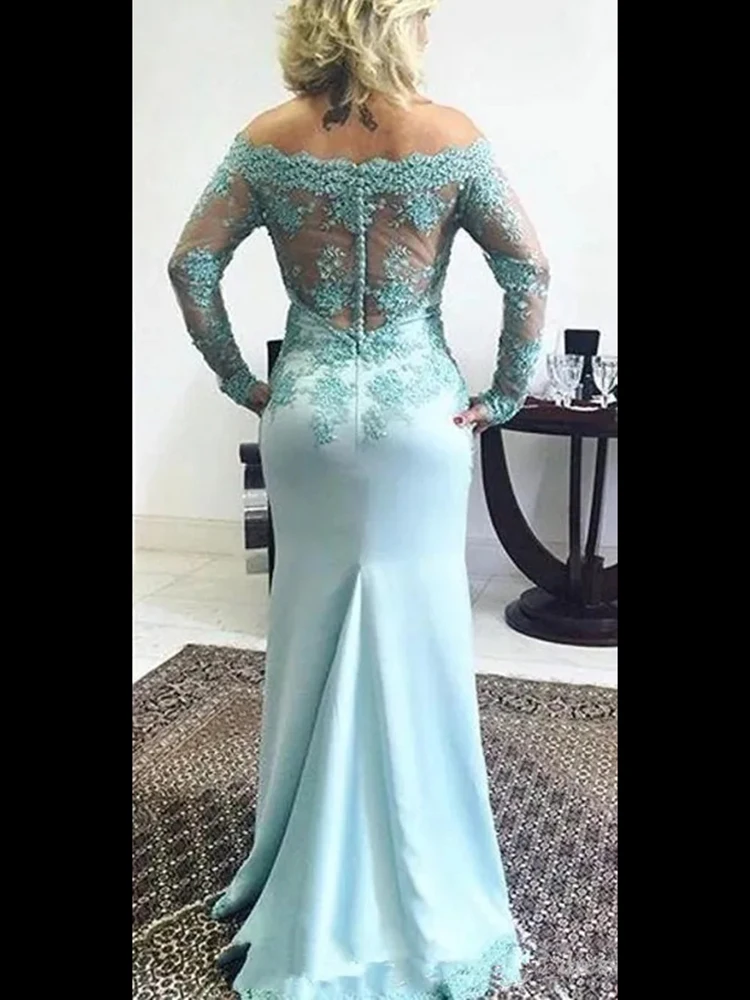 Elegant Off the Shoulder Long Sleeve Lace Mermaid Mother of the Bride Dress Occasion Formal Party Wedding Summer Customized - Image 2