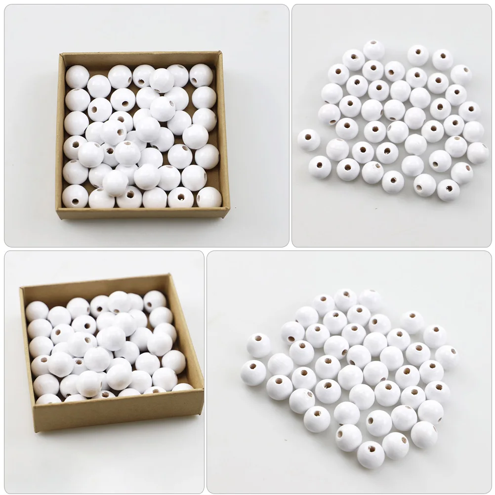 

100pcs Solid Wood For Diy Bracelet Necklace Crafts Jewelry Making Supplies Natural Round Loose Charms Handcraft Beads Garlands