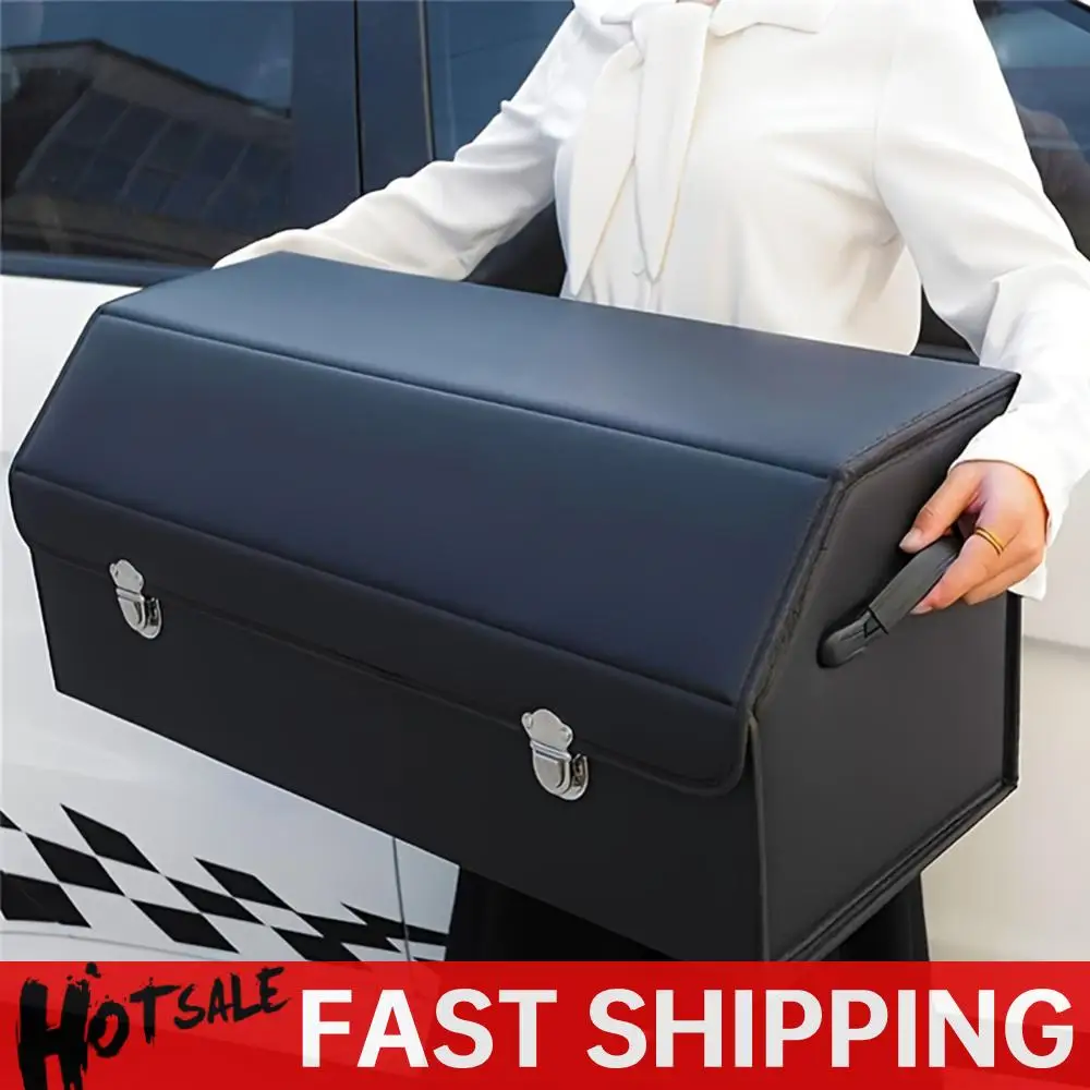 

Car Trunk Storage Box PU Leather Folding Auto Organizer Box Waterproof Car Trunk Organizer Box for SUV Cars Stowing Tidying