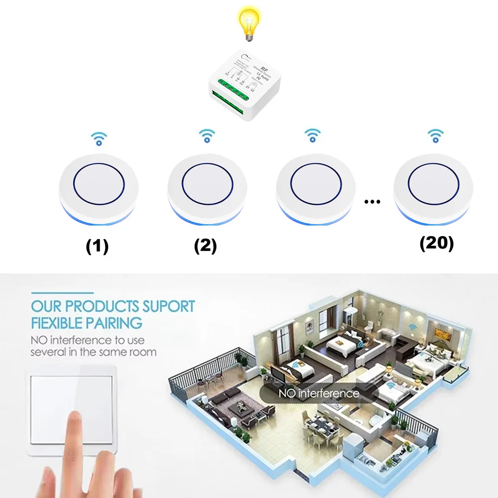 Joli d'éclairage intelligent sans fil, mini récepteur de citations pour lampe, 86 panneaux, télécommande, AC 433 V, 110V, 220V, 230V, 16A, 240 W, 3000 Mhz