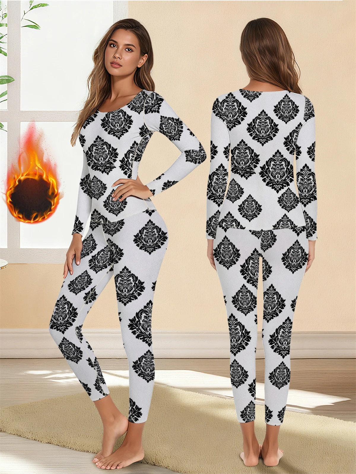 

1 комплект, теплое термобелье, сексуальное женское нижнее белье, длинные кальсоны, женские комплекты в форме, женская термоодежда со средним воротником