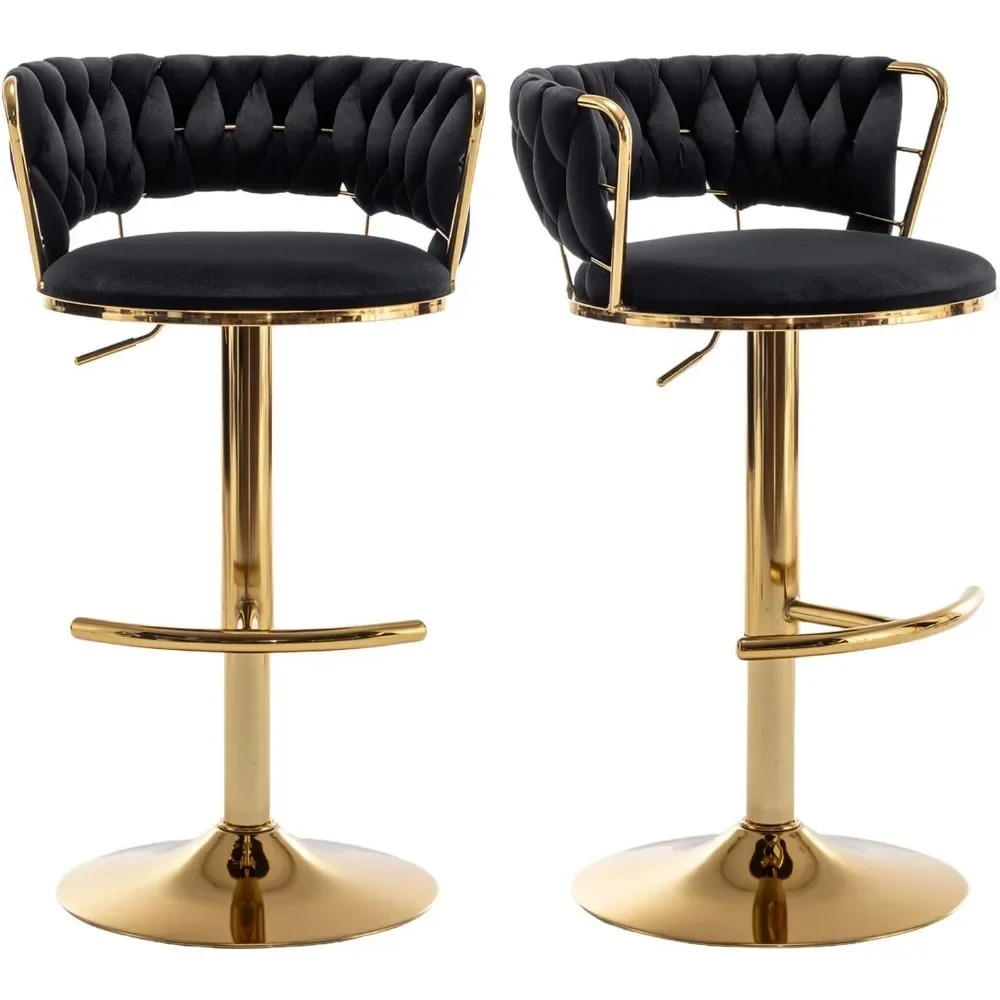 

Velvet Bar Stools Set of 2, Counter Height Bar Stools with Low Back, Gold Swivel Bar Stool for Kitchen Island, Pub Stools