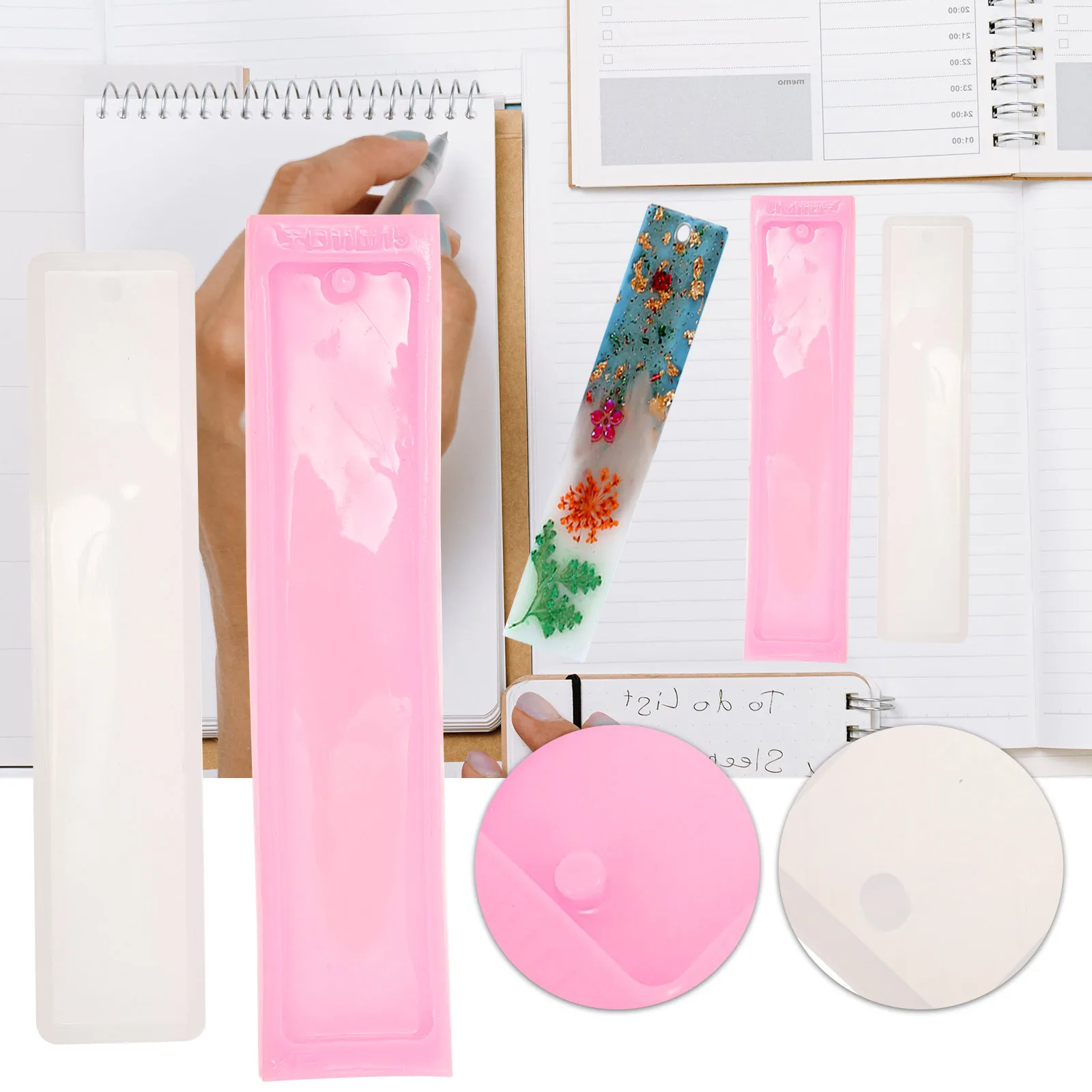 2 قطعة سيليكون لتقوم بها بنفسك قالب الإشارة المرجعية مستطيل أداة بسيطة لصب راتنجات الايبوكسي والإشارات المرجعية اليدوية