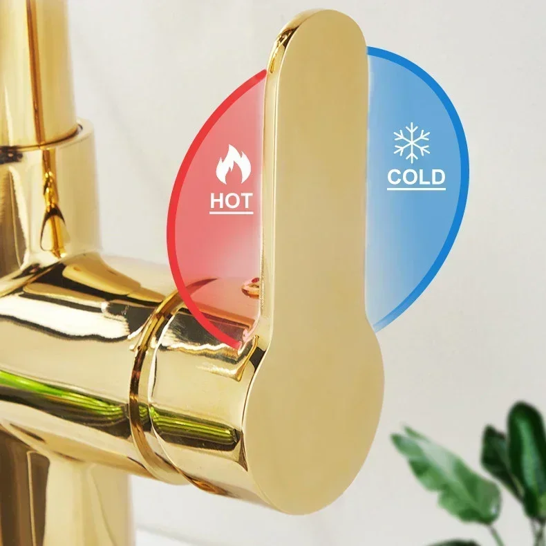 Gold Touch Filter Kitchen Faucets 3 Ways Hot Cold Pull Out Kitchen Mixer Tap Solid Brass Golden Sensor Touch Kitchen Faucet