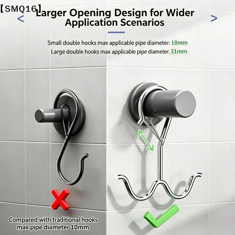 1/5/10Pcs Double Hooks, Heavy-duty Metal Hook With Safety Buckle, Used For Hanging Kitchen Utensils, Clothes, Towels, Shoes【SMQ】