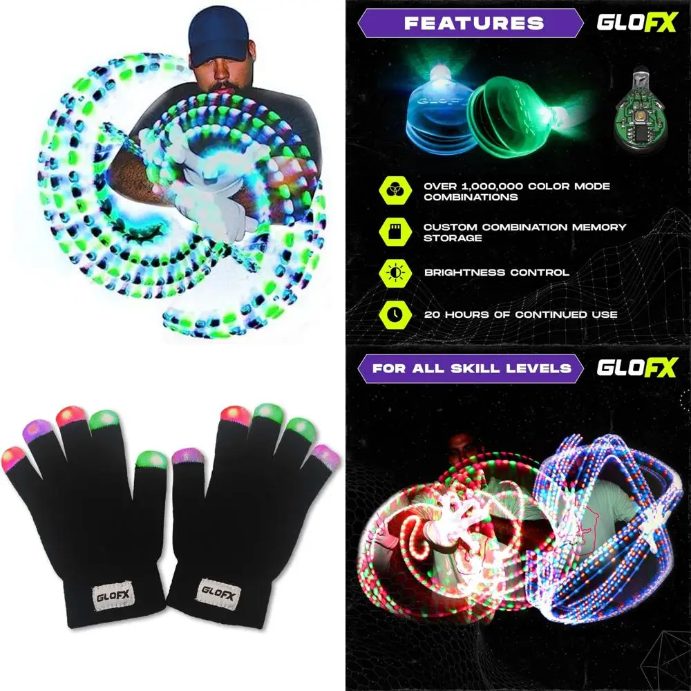 LED-Leuchtenhandschuhe mit 9 Modi, 34 Farben, mehr als 1-Millionen-Kombinationen für Festivals, Kostüme und Veranstaltungen