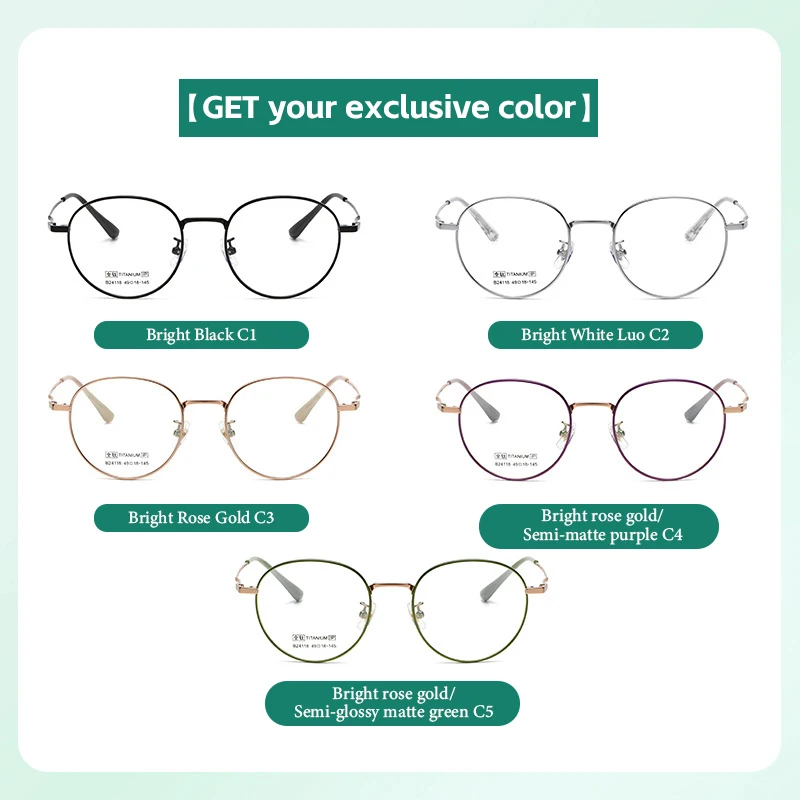 KAROS Full Titanium Round Frame Prescription Glasses for Men Anti Blue Light Photochromic Classic Design