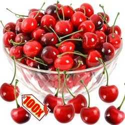 100/10Pcs Red Cherry Foam Decoration Home Party Christmas Decor Kitchen Window Displays Fake Fruits Model Food Photography Props