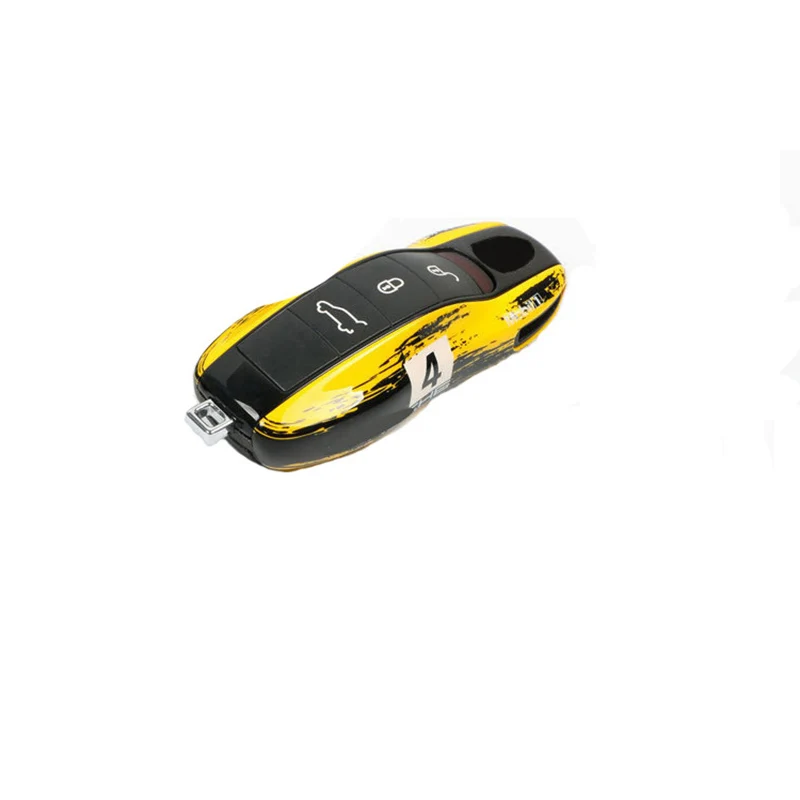 3-Piece  Set Yellow Painted Car Key Cover No.4 ABS Key Fob Holder Suitable for Macan Cayenne Panamera 718 Taycan 911 Boxster