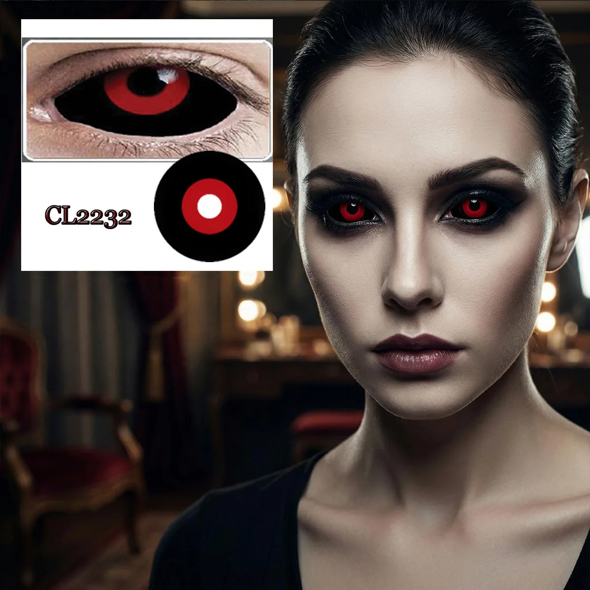(1 lente de contacto) Lentes de contacto blandas de 22 mm para ojo completo, para Halloween, reemplazo anual
