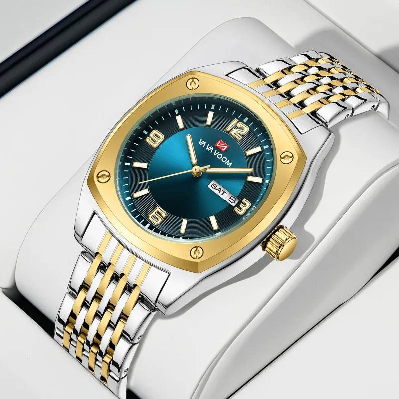

New Design OEM Luxury Watches Men Wrist Wholesale Gold Business Fashion Barrel Hand Watch for Man Relojes De Hombre