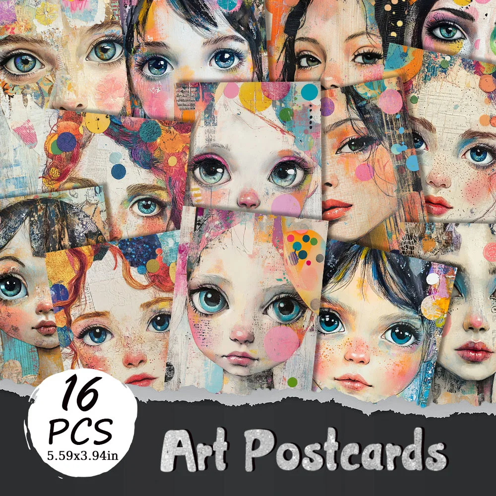 16pcs, Fun Girl Postcards, New Year Gifts, Christmas Gifts, Living Room Decoration, Bedroom Decoration, High-Quality Cardstock