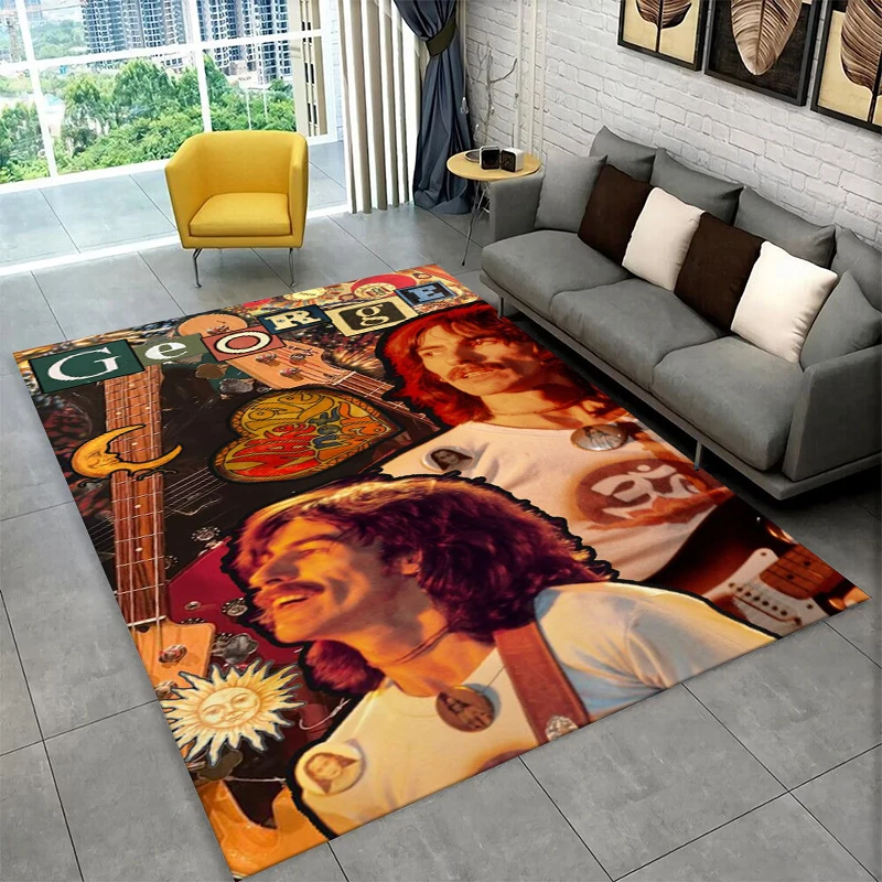 The B-Beatles Rock Band Star Carpet Rug for Playroom Bedroom Living Room Sofa Home Decor,kid Game Area Rug Non-slip Floor Mat