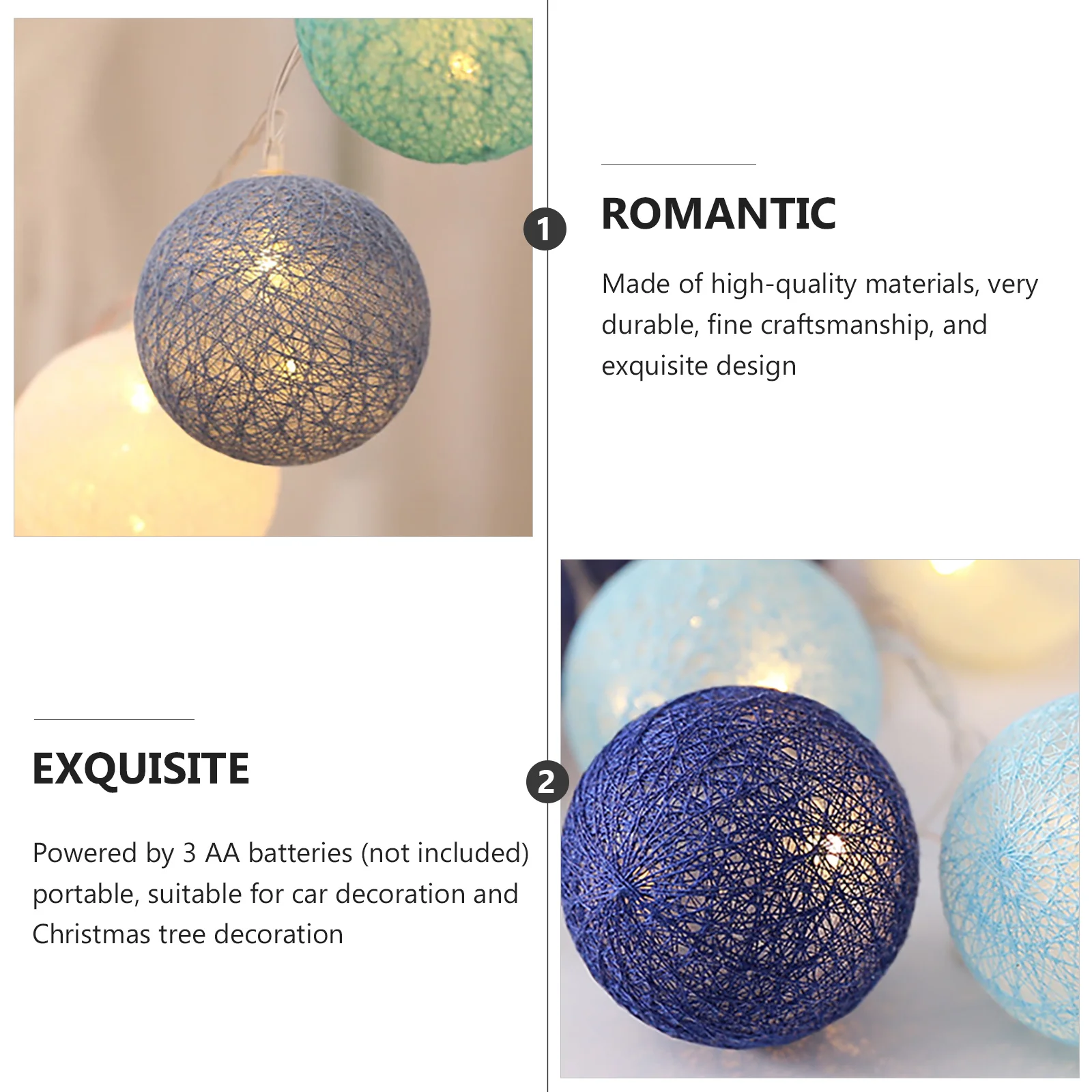 

1Set LED String Lamp 20 Leds Xmas Colorful Ball Lights Decorative String Lamps Xmas Birthday Wedding Proposal Party