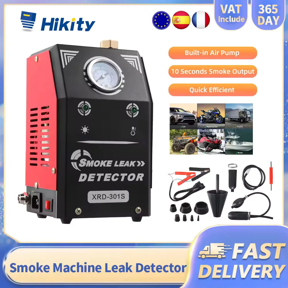 Détecteur de fuite de fumée automobile Hikity 12V, testeur de canalisation automobile, testeur EVAP, détecteur de fuite de fumée pour voiture, machine de test de fumée