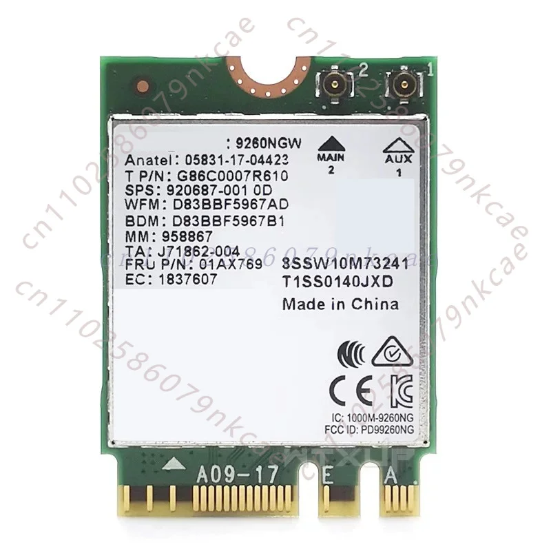 For Intel 7260 9260NGW Dual Band AC WiFi Bluetooth PCI-E x1 Desktop Wireless Network Card Adapter 2.4G 5G 867Mbps