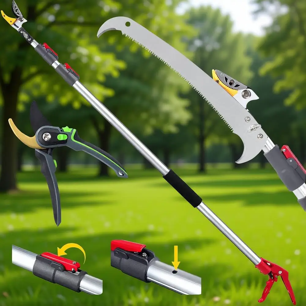 

Секатор-высоторез с длинной ручкой и обрезными ножницами для обрезки деревьев и сбора фруктов