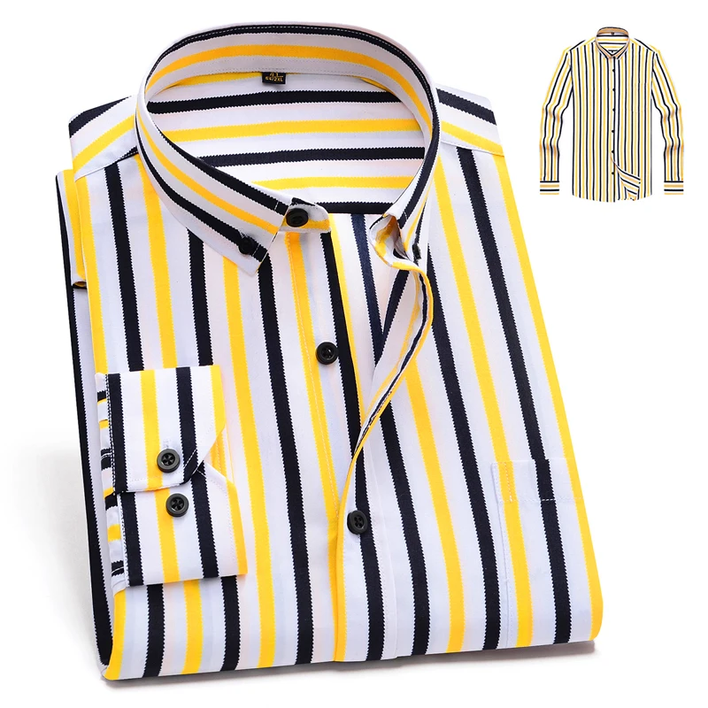 Men\'s Large size Business Casual Office Business Long Sleeve Lapel Striped 10XL 11XL 12XL 13XL 14XL White Shirt 6XL 7XL 8XL 9XL