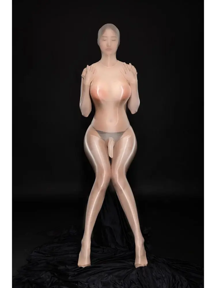 M XL Separate Fingers Nylon Catsuit Bodystocking Penis Sheath Hooded Zentai Bodysuit Tights Leotard Conjoined Lingerie Jumpsuit image 4