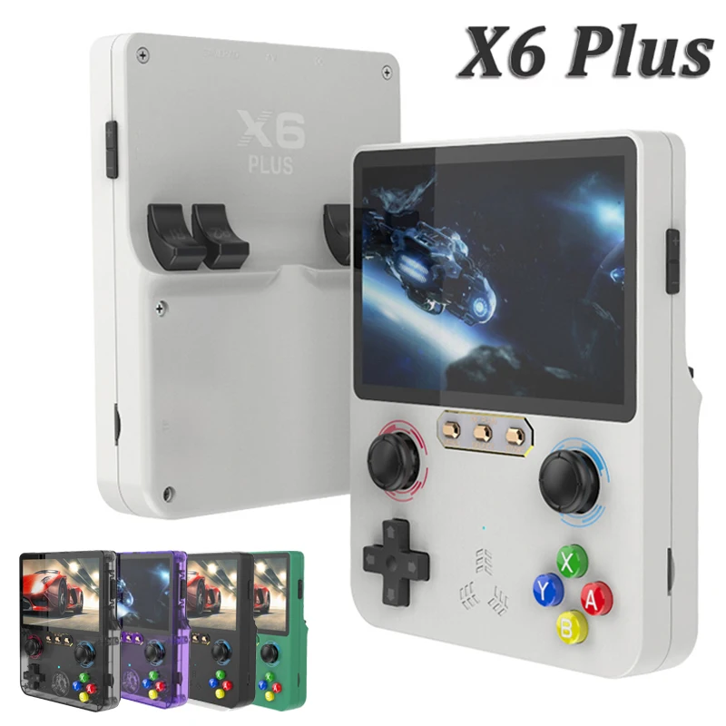 

X6 Plus Retro Handheld Game Console Linux System 4.0 Inch HD Color Screen 64GB Video Player Dual 3D Joystick Games Kids Gifts