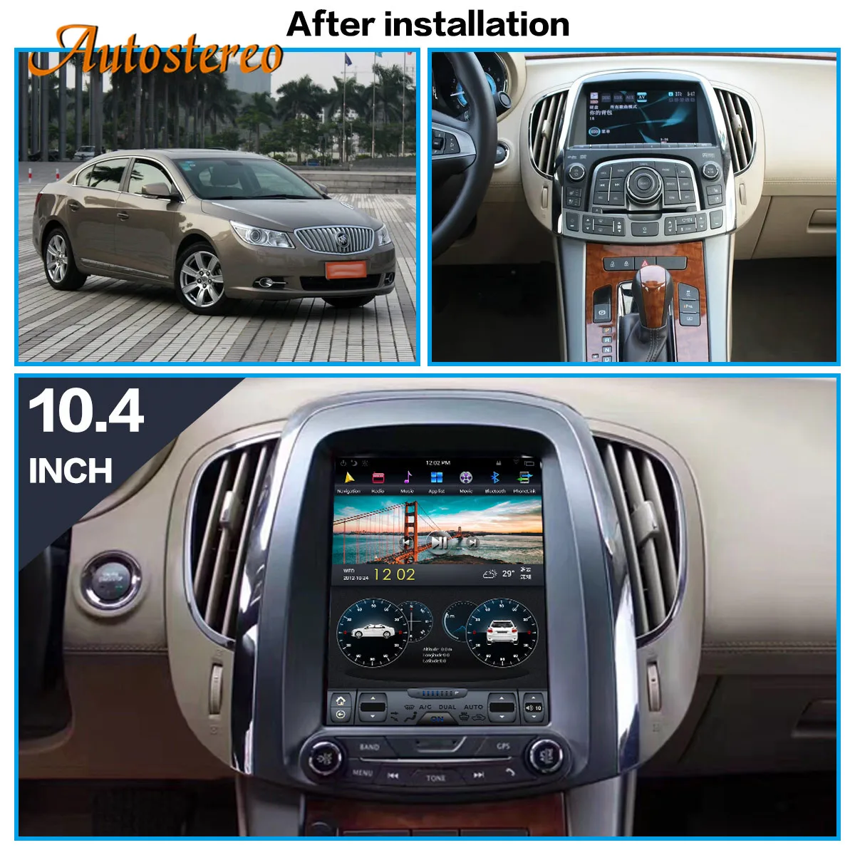 For Buick lacrosse 2008 Tesla Style Android 9.0 Car Player GPS Navigation Stereo Head Unit Multimedia Player Radio Tape Recorder