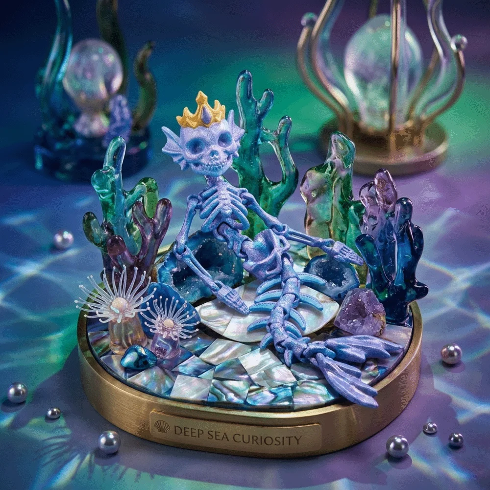 Articulated Movable Joints 3D Printed Mermaid Skeleton Lightweight Sturdy Material Fine Surface Details Movable Bone Figure
