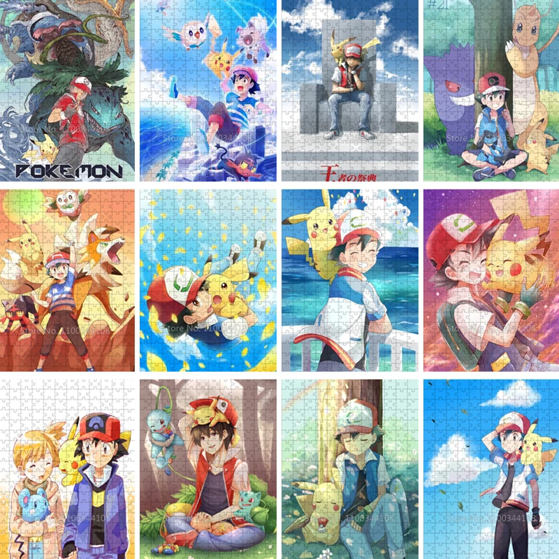 Pokemon Pikachu Jigsaw Puzzle 300/500/1000 Pcs Japanese Anime Paper Puzzles Cartoon Collection Handmade Toys Children's Gifts