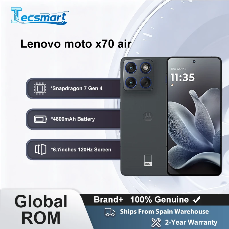 Smartphone - ROM mondiale Lenovo moto x70 air Snapdragon 7 Gen 4 �cran 6,7 pouces 120 Hz Appareil photo principal 50 Mpx Batterie 4800 mAh Charge 68 W  CN Version Motorola edge 70