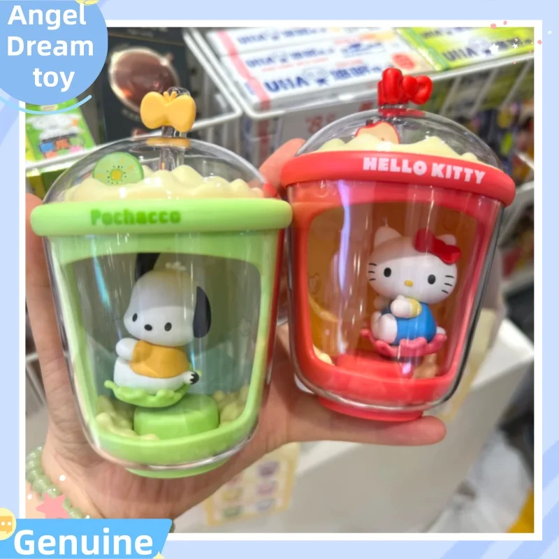 

New Genuine In Stock Sanrio Family Milk Tea Cup Series Light Dynamic Music Blind Box Handmade Cute Desktop Ornament Girl Gift
