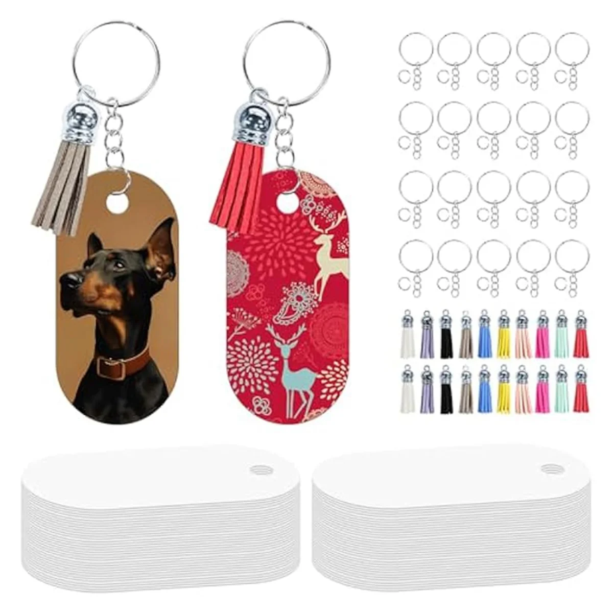 2025+ 160Pcs Metal Aluminum Sublimation Keychain Blanks ,Double Sided Sublimation Blanks,Sublimation Blanks Car Key Chain