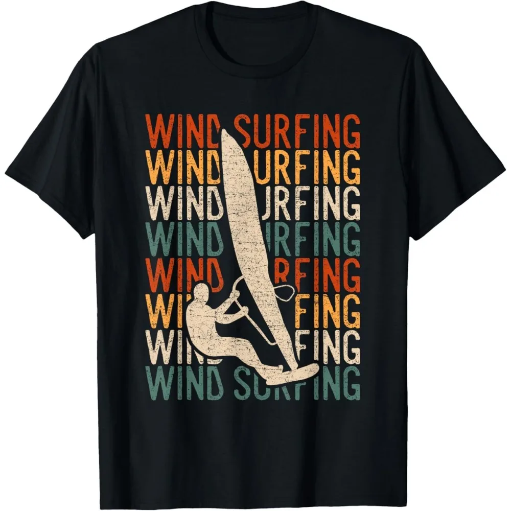 Retro Wind Surfing Graphic T-shirt Men Summer Beach Shirt Vintage Surf Kitesurfing Windsurfing Gift Unisex T-Shirt Men Clothing