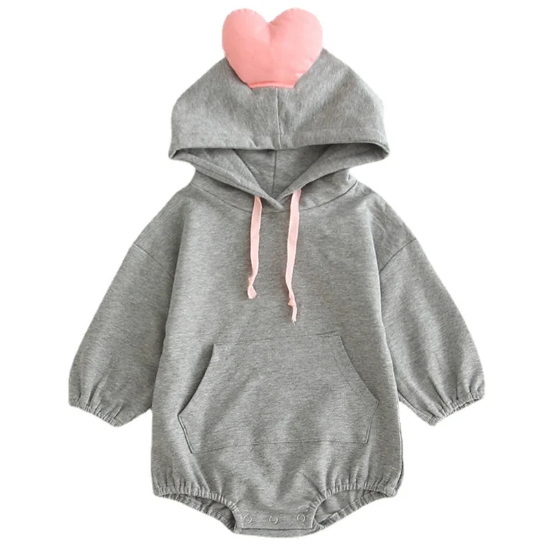 Spring Autumn Baby Girls Clothing Cotton Love Patchwork Hoodies Drawstring Romper Suit Skinny Spliced Tights Socks Kids Outfits