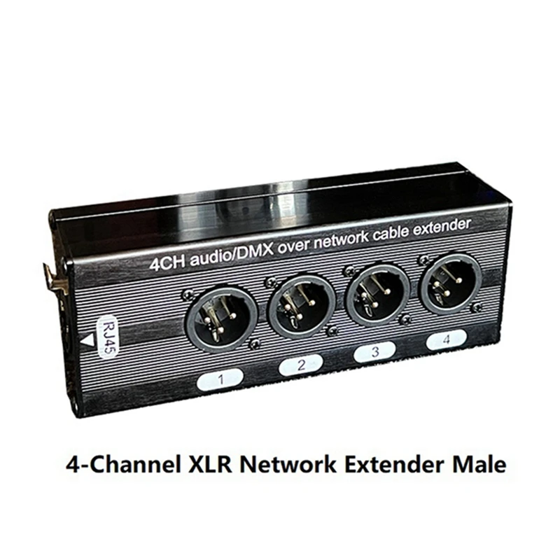 1Pc 4-Channel 3-Pin XLR Audio Network Cable Extender DMX512 Signal Extender Female Connector Black