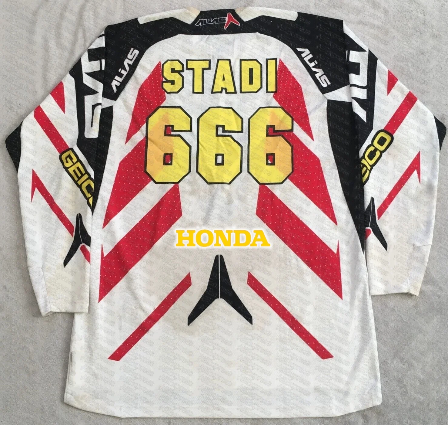 

Honda Summer Moto Cycling Long Sleeve Tee Breathable quick drying Top Tees Honda Team #666 Stadi Racing Alias Motocross Jersey