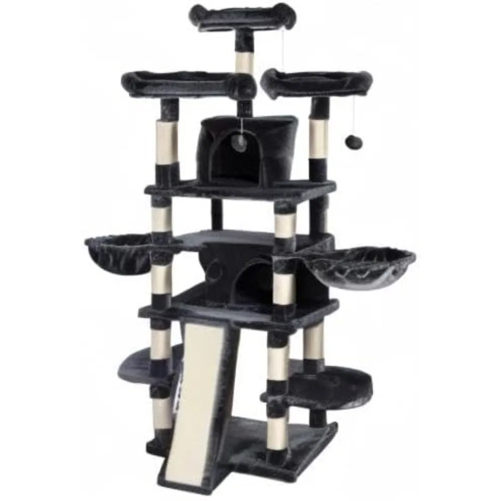 

68 Inches Multi-Level Large Cat Tree for Large Kitties/Big Cat Tower with Condo/Cozy Plush ‌Pussycat Perches/Sisal Scratching