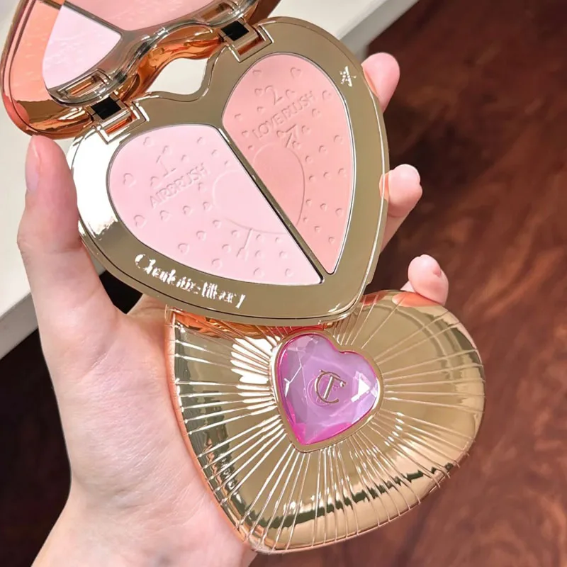 Colorete en polvo con diseño de maquillaje en forma de corazón, 2 colores en 1, corazón, estrella, mismo rubor de moda, nueva colección, productos de maquillaje avanzados
