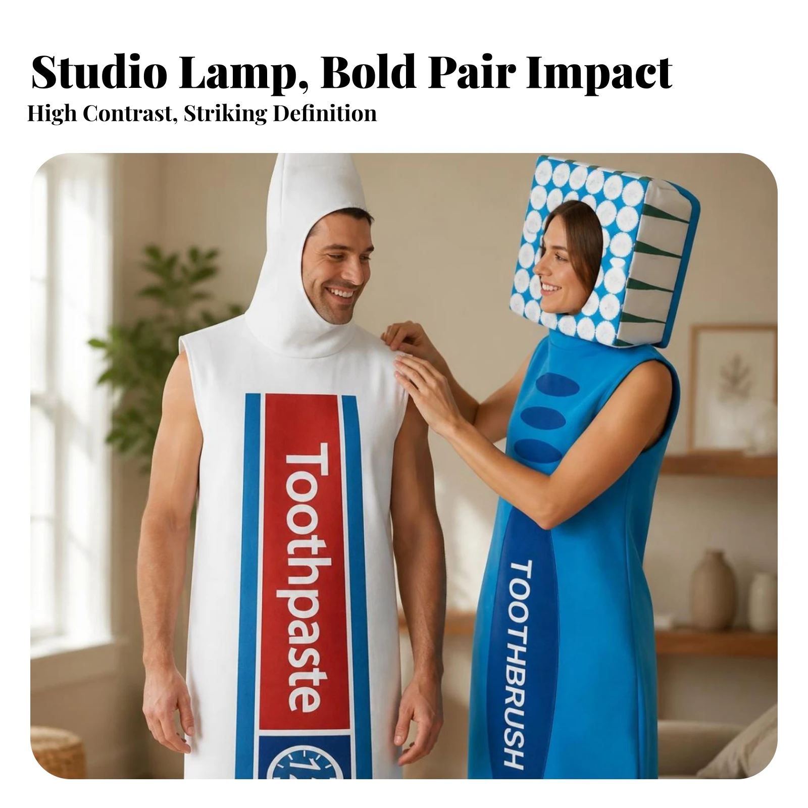 2 Pieces Tunic Sleeveless Toothpaste and Toothbrush Costume Apparel Cute for Couples, Cosplay